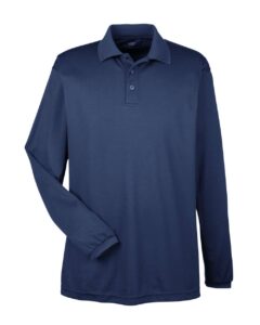 UltraClub 8210LS Men’s Cool & Dry Long Sleeve Mesh Piqué Polo – Navy
