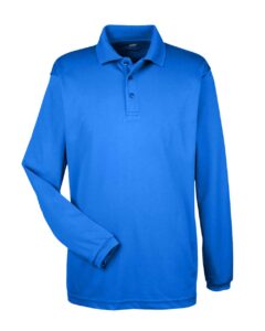 UltraClub 8210LS Men’s Cool & Dry Long Sleeve Mesh Piqué Polo – Royal