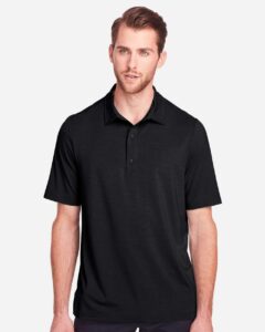 North End NE100 Men’s JAQ Snap-Up Stretch Performance Polo – Black (on model)