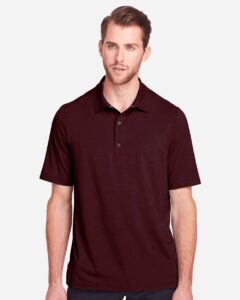 North End NE100 Men’s JAQ Snap-Up Stretch Performance Polo – Burgundy (on model)