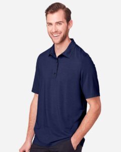North End NE100 Men’s JAQ Snap-Up Stretch Performance Polo – Classic Navy (on model side)
