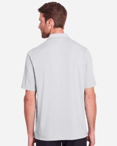 North End NE100 Men’s JAQ Snap-Up Stretch Performance Polo – Platinum (on model back)