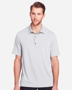 North End NE100 Men’s JAQ Snap-Up Stretch Performance Polo – Platinum (on model)
