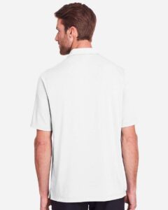 North End NE100 Men’s JAQ Snap-Up Stretch Performance Polo – White (on model back)
