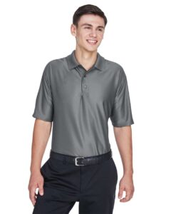 UltraClub 8415 Men’s Cool & Dry Elite Performance Polo – Charcoal (on model)