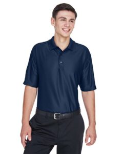 UltraClub 8415 Men’s Cool & Dry Elite Performance Polo – Navy (on model)