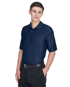 UltraClub 8415 Men’s Cool & Dry Elite Performance Polo – Navy (on model side)