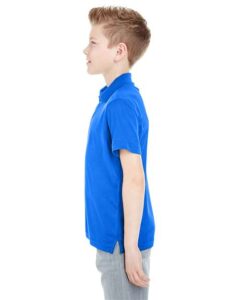 UltraClub 8210Y Youth Cool & Dry Mesh Piqué Polo – Royal (on model side)