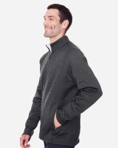 North End NE712 Men’s Flux 2.0 Full-Zip Jacket – Black Heather/ Carbon (on model side)