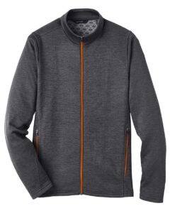 North End NE712 Men’s Flux 2.0 Full-Zip Jacket – Black Heather/ Orange Soda