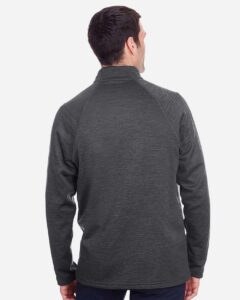 North End NE712 Men’s Flux 2.0 Full-Zip Jacket – Black Heather/ Orange Soda (on model back)