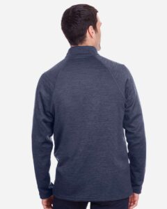 North End NE712 Men’s Flux 2.0 Full-Zip Jacket – Classic Navy Heather/ Carbon (on model back)