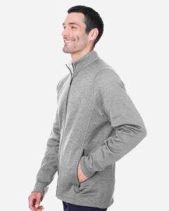 North End NE712 Men’s Flux 2.0 Full-Zip Jacket – Light Heather/ Carbon (on model side)