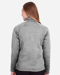 North End NE712W Women’s Flux 2.0 Full-Zip Jacket – Light Heather/ Carbon (on model back)
