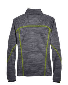 North End 78697 Women’s Flux Mélange Bonded Fleece Jacket – Carbon/ Acid Green (back)