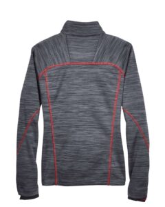 North End 78697 Women’s Flux Mélange Bonded Fleece Jacket – Carbon/ Olympic Red (back)