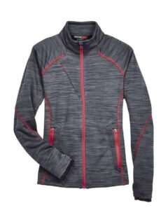 North End 78697 Women’s Flux Mélange Bonded Fleece Jacket – Carbon/ Olympic Red