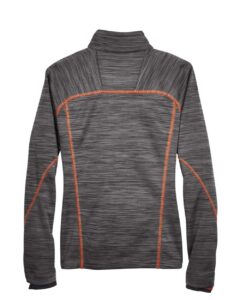 North End 78697 Women’s Flux Mélange Bonded Fleece Jacket – Carbon/ Orange Soda (back)