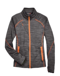 North End 78697 Women’s Flux Mélange Bonded Fleece Jacket – Carbon/ Orange Soda
