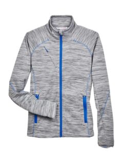North End 78697 Women’s Flux Mélange Bonded Fleece Jacket – Platinum/ Olympic Blue