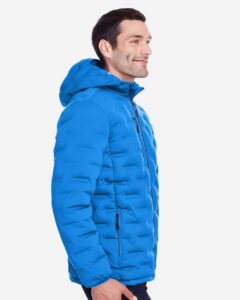 North End NE708 Men’s UTK SubDown Loft Puffer Jacket – Olympic Blue/ Carbon (on model side)