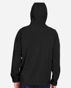 North End 88166 Men’s Prospect Two-Layer Fleece Bonded Soft Shell Hooded Jacket – Black (on model back)