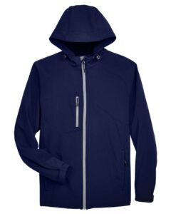 North End 88166 Men’s Prospect Two-Layer Fleece Bonded Soft Shell Hooded Jacket – Classic Navy