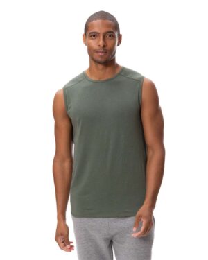Threadfast Apparel 382T Unisex Impact Tank Top – Army (on model)