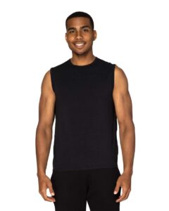 Threadfast Apparel 382T Unisex Impact Tank Top – Black (on model)