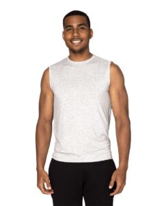 Threadfast Apparel 382T Unisex Impact Tank Top – Heather Grey (on model)