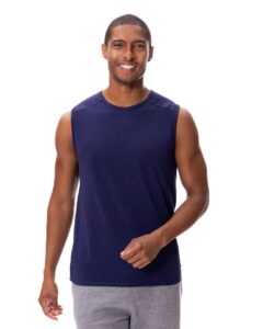 Threadfast Apparel 382T Unisex Impact Tank Top – Navy (on model)