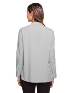 North End NE500W Women’s Borough Stretch Performance Shirt – Platinum (on model back)