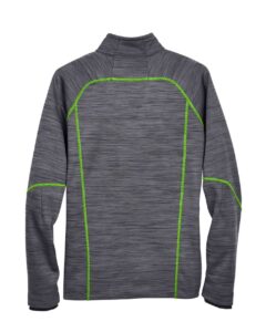 North End 88697 Men’s Flux Mélange Bonded Fleece Jacket – Carbon/ Acid Green (back)
