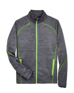 North End 88697 Men’s Flux Mélange Bonded Fleece Jacket – Carbon/ Acid Green