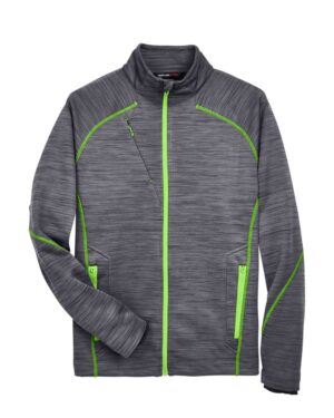 North End 88697 Men’s Flux Mélange Bonded Fleece Jacket – Carbon/ Acid Green