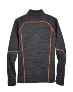 North End 88697 Men’s Flux Mélange Bonded Fleece Jacket – Carbon/ Orange Soda (back)