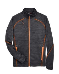 North End 88697 Men’s Flux Mélange Bonded Fleece Jacket – Carbon/ Orange Soda