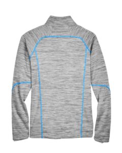 North End 88697 Men’s Flux Mélange Bonded Fleece Jacket – Platinum/ Olympic Blue (back)