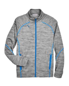 North End 88697 Men’s Flux Mélange Bonded Fleece Jacket – Platinum/ Olympic Blue