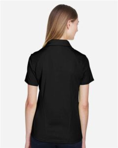 North End 78632 Women’s Recycled Polyester Performance Pique Polo – Black (on model back)