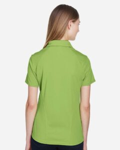 North End 78632 Women’s Recycled Polyester Performance Pique Polo – Cactus Green (on model back)