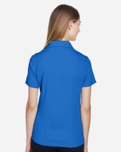 North End 78632 Women’s Recycled Polyester Performance Pique Polo – Light Nautical Blue (on model back)