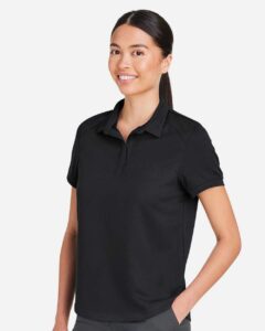 North End NE112W Women’s Express Tech Performance Polo – Black (on model side)