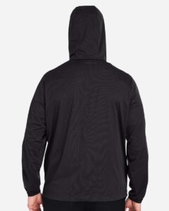 North End NE75 Men’s Network Lightweight Jacket – Black Heather (on model back)