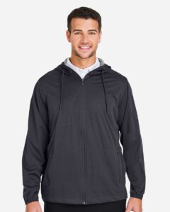 North End NE75 Men’s Network Lightweight Jacket – Carbon Heather (on model)