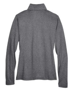 UltraClub 8618W Women’s Cool & Dry Heathered Performance Quarter-Zip Pullover – Black Heather (back)