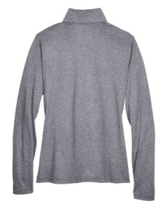 UltraClub 8618W Women’s Cool & Dry Heathered Performance Quarter-Zip Pullover – Charcoal Heather (back)
