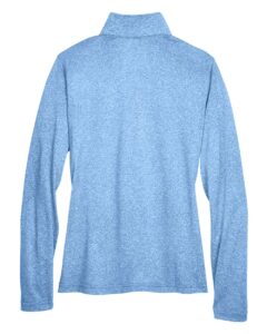 UltraClub 8618W Women’s Cool & Dry Heathered Performance Quarter-Zip Pullover – Columbia Blue Heather (back)