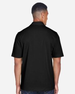 North End 88632 Men’s Recycled Polyester Performance Pique Polo – Black (on model back)