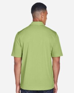 North End 88632 Men’s Recycled Polyester Performance Pique Polo – Cactus Green (on model back)